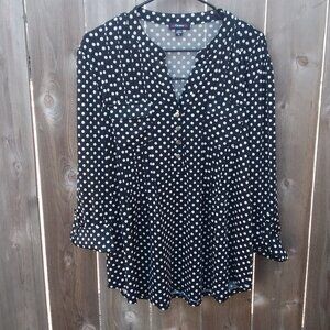 Cocomo blouse top shirt womens xl buttons polka dot